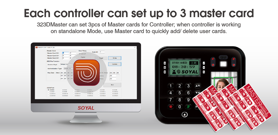 Each Controller can set up to 3 master card - Soyal AR-837-EA