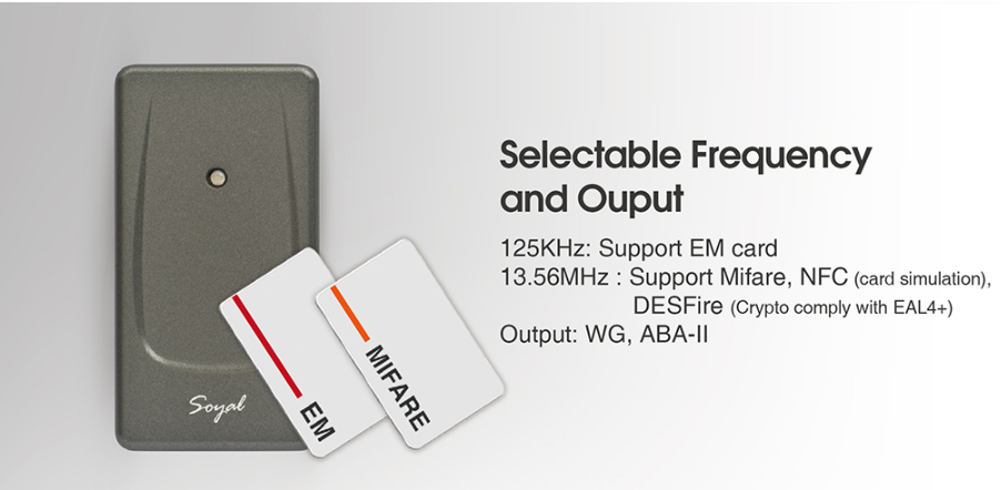 Selectable Frequency and output - Soyal Access Reader Wiegand AR-723-U