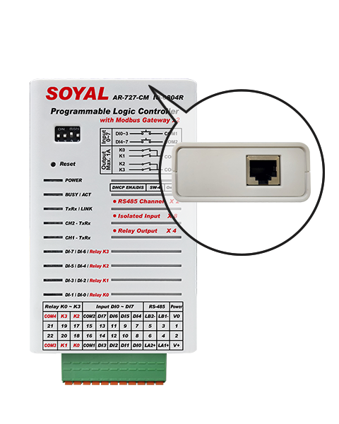 Gambar Soyal AR-727-CM-IO-UDP Fire Alarm Auto Release Door Open - perangkat pengontrol jaringan dengan input deteksi kebakaran untuk pelepasan pintu darurat
