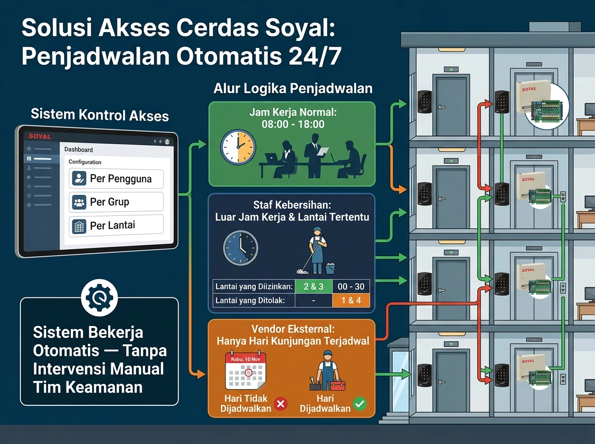 Gambar Soyal Elevator Access Control - 5-4 - AR-401-IO - Penjadwalan otomatis untuk tiap user