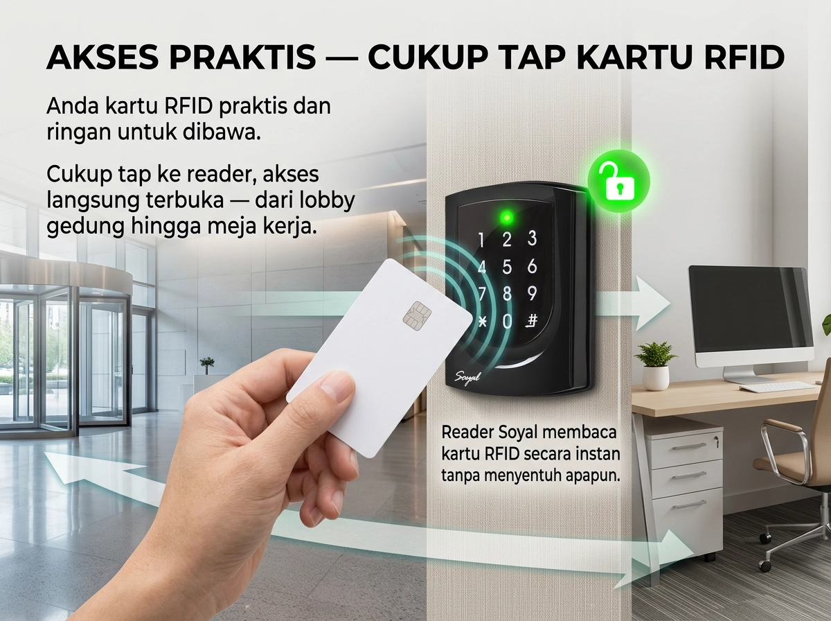 Solusi Soyal RFID Card - akses praktis - cukup tap kartu - WEBP